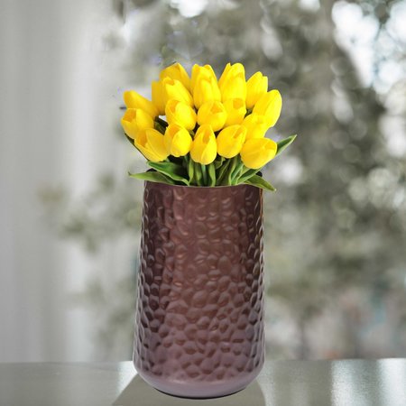 Uniquewise Brown Rustic Iron Flower Plant Centerpiece Hammered Vase 10.75 Inch QI004128.L